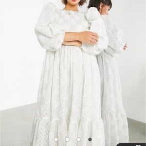 ASOS edition oversized dress in fluffy metallic mesh